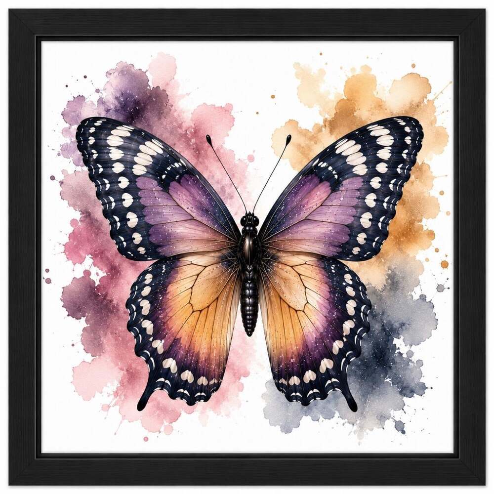 8 X 8 Framed Purple Butterfly Print 2 Afe